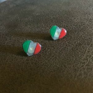 Handmade Mexican/Italian Flag Heart Earrings